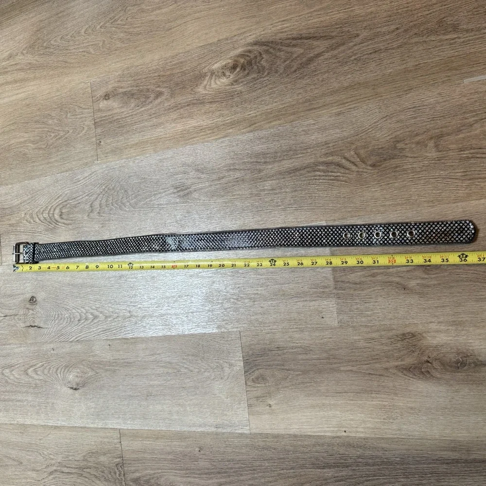 Y2K Relic Stud Zipper edge black metalic belt women‎ large grunge whimsigoth Sm